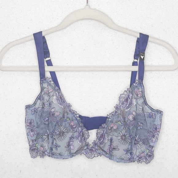 Victoria’s Secret Unlined Hummingbird Floral Embroidered Demi Bra 34DD - Picture 1 of 12